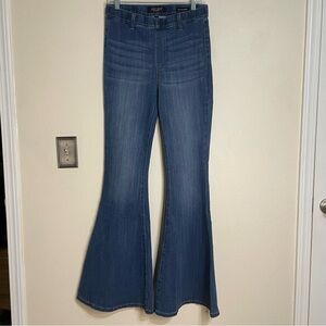 Judy Blue Distressed Pull On Super Flare High Rise Jeans Size 9/29 Festival BOHO